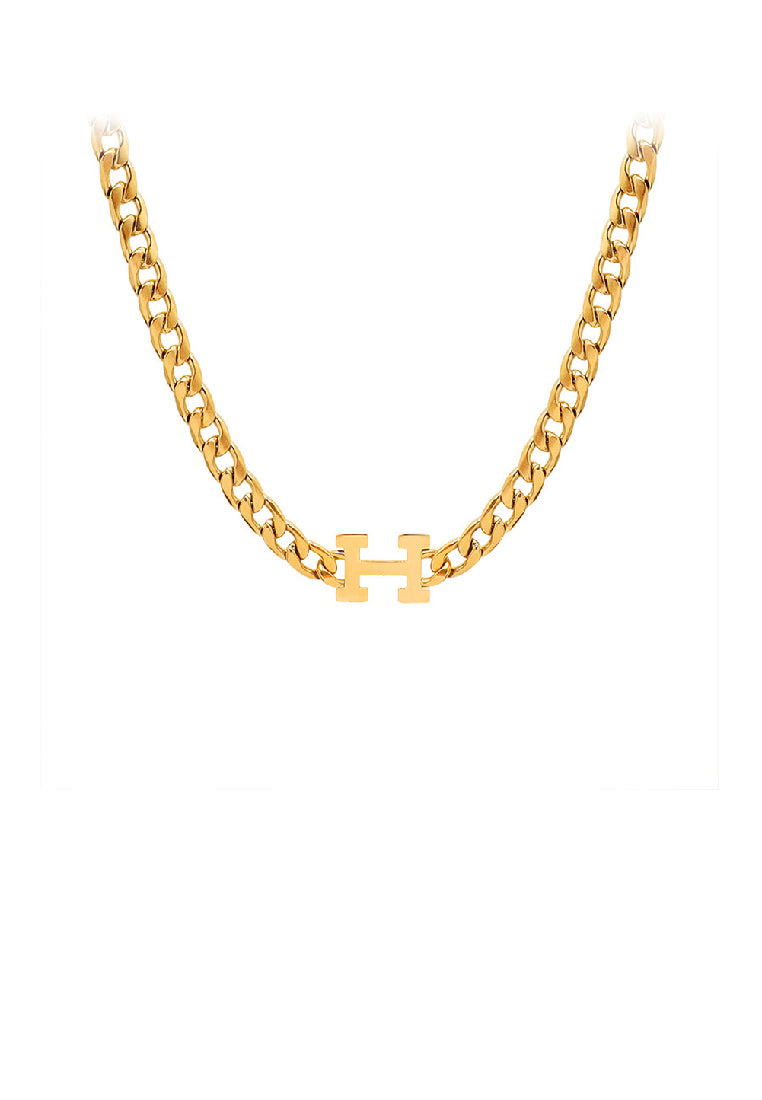 Fashion Temperament Plated Gold 316L Stainless Steel Alphabet H Chain Necklace