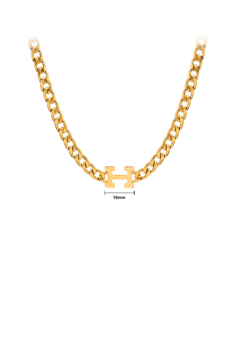 Fashion Temperament Plated Gold 316L Stainless Steel Alphabet H Chain Necklace