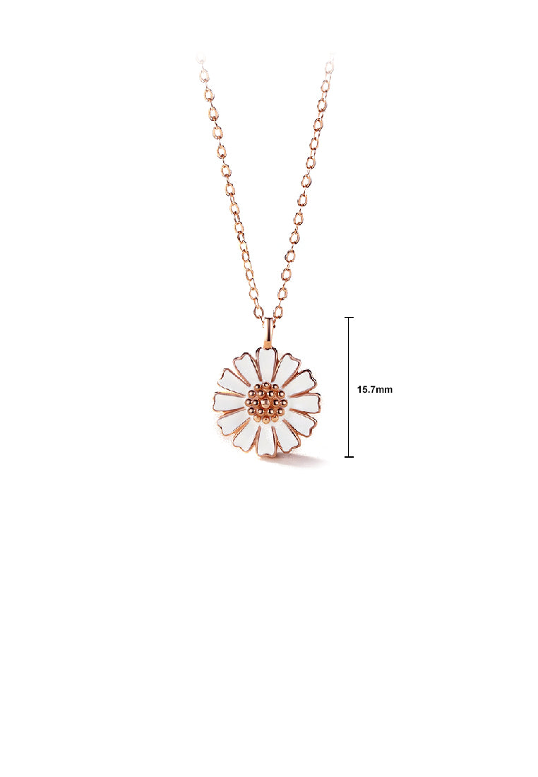 925 Sterling Silver Plated Rose Gold Fashion Simple Daisy Pendant with Necklace