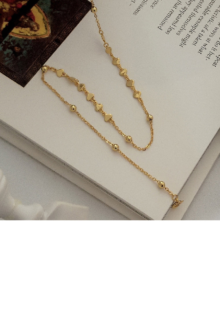 925 Sterling Silver Plated Gold Simple Fashion Heart Necklace