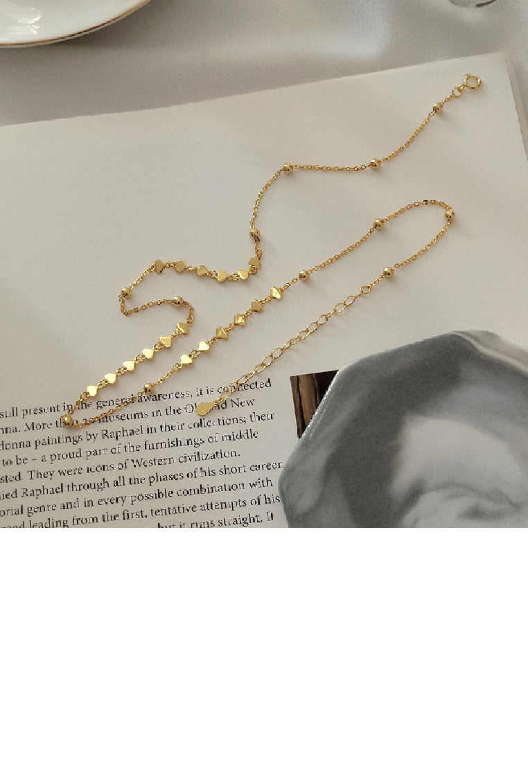 925 Sterling Silver Plated Gold Simple Fashion Heart Necklace