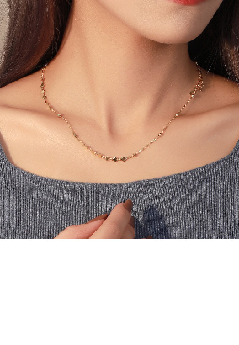 925 Sterling Silver Plated Gold Simple Fashion Heart Necklace