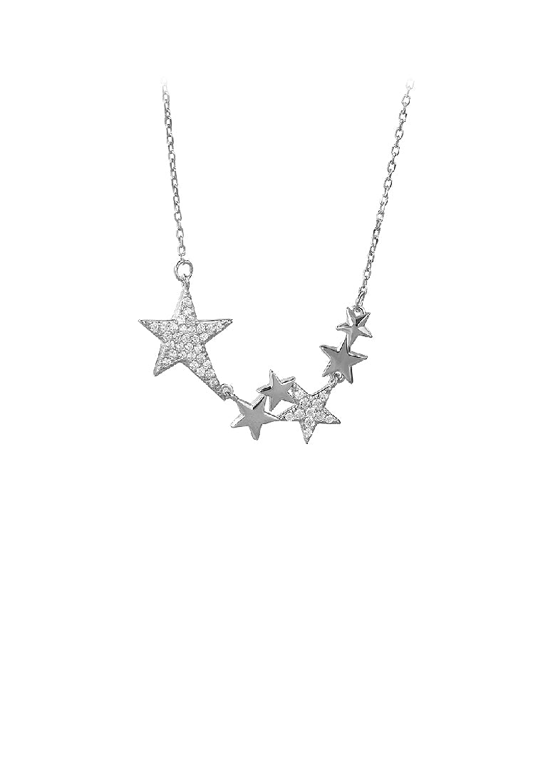925 Sterling Silver Fashion Simple Star Necklace with Cubic Zirconia - Luxurious Look