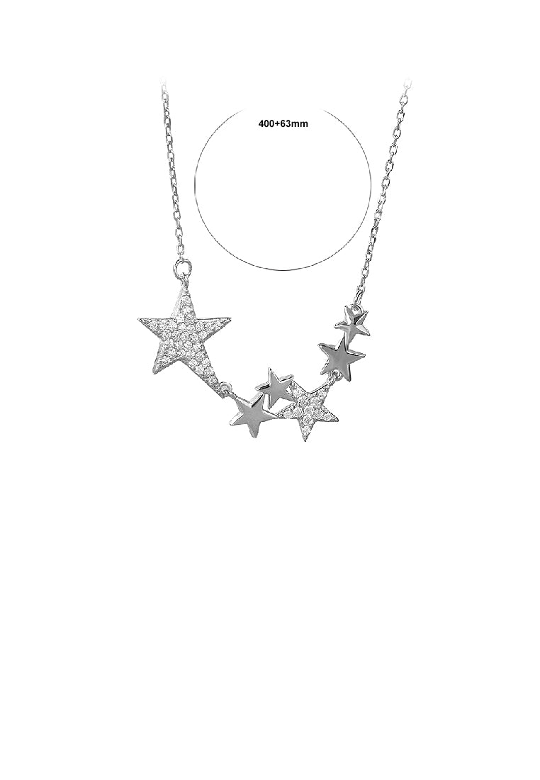 925 Sterling Silver Fashion Simple Star Necklace with Cubic Zirconia - Luxurious Look