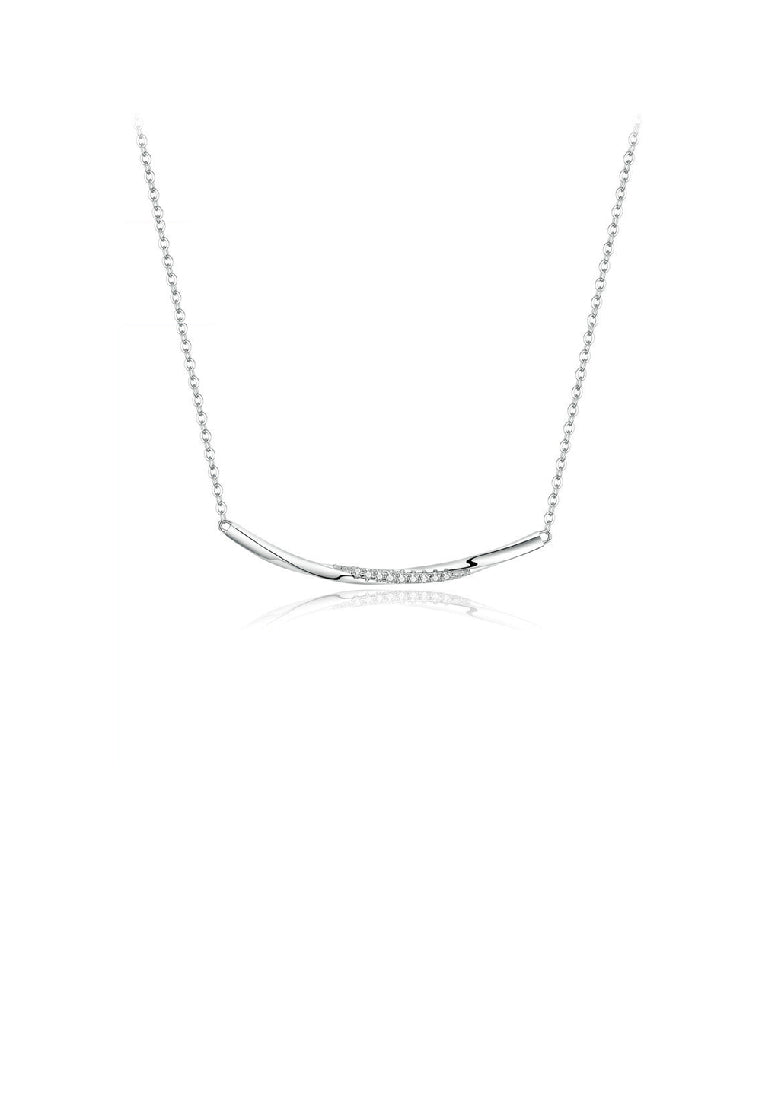 925 Sterling Silver Simple Fashion Smile Geometric Necklace with Cubic Zirconia - Luxurious Look