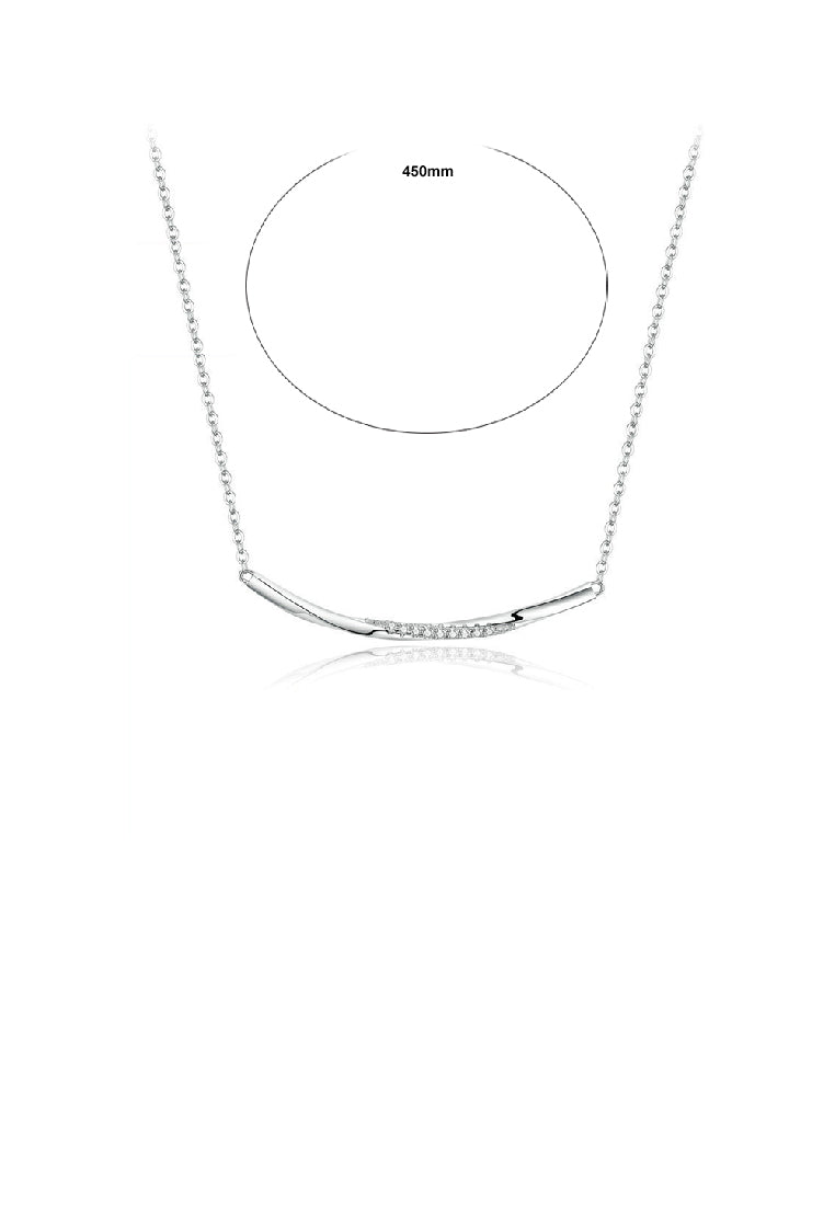 925 Sterling Silver Simple Fashion Smile Geometric Necklace with Cubic Zirconia - Luxurious Look