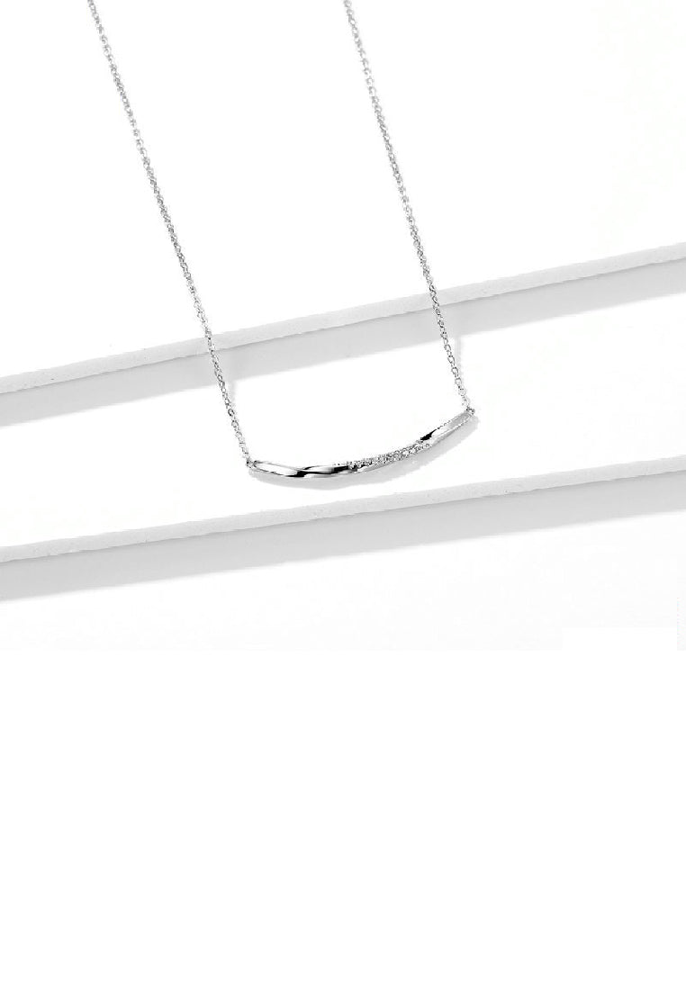 925 Sterling Silver Simple Fashion Smile Geometric Necklace with Cubic Zirconia - Luxurious Look