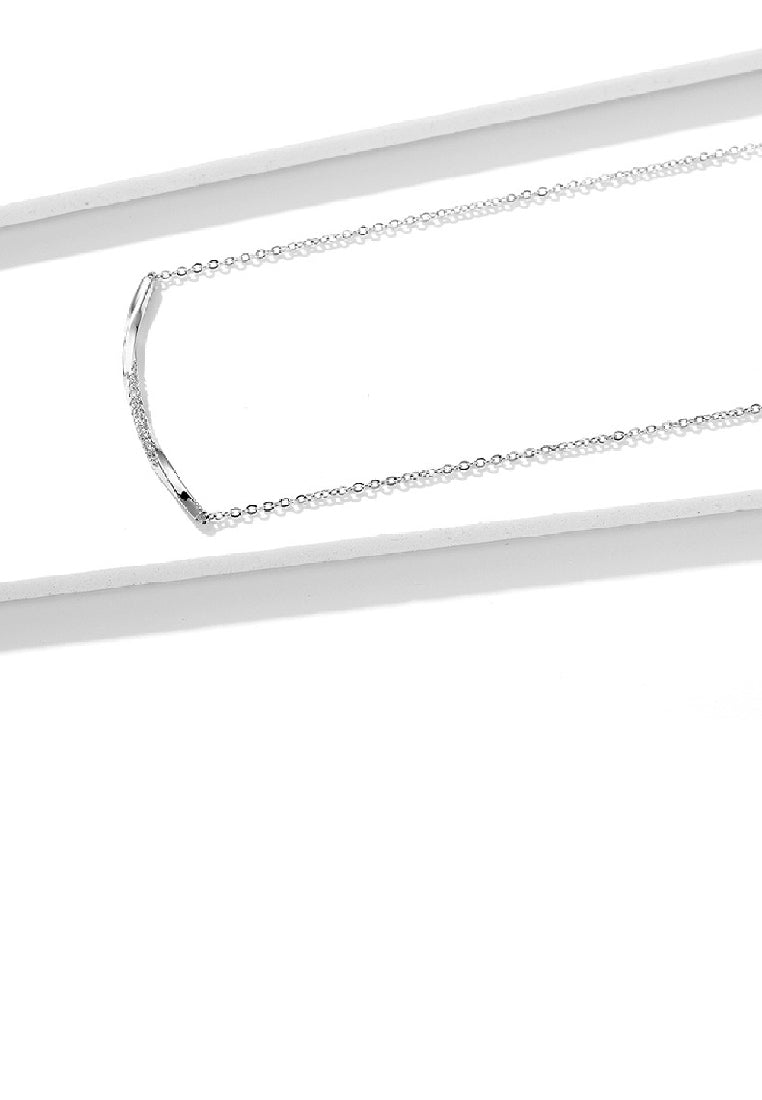 925 Sterling Silver Simple Fashion Smile Geometric Necklace with Cubic Zirconia - Luxurious Look