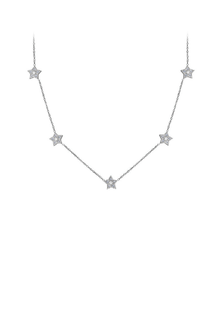 Fashion Simple 316L Stainless Steel Star Necklace with Cubic Zirconia - Luxurious Look