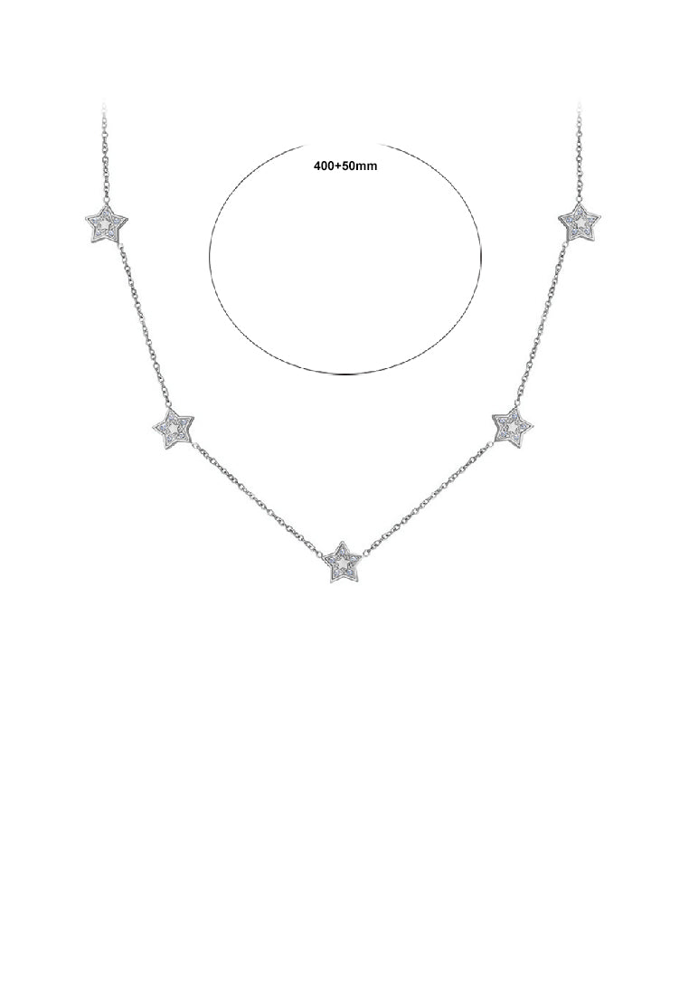 Fashion Simple 316L Stainless Steel Star Necklace with Cubic Zirconia - Luxurious Look
