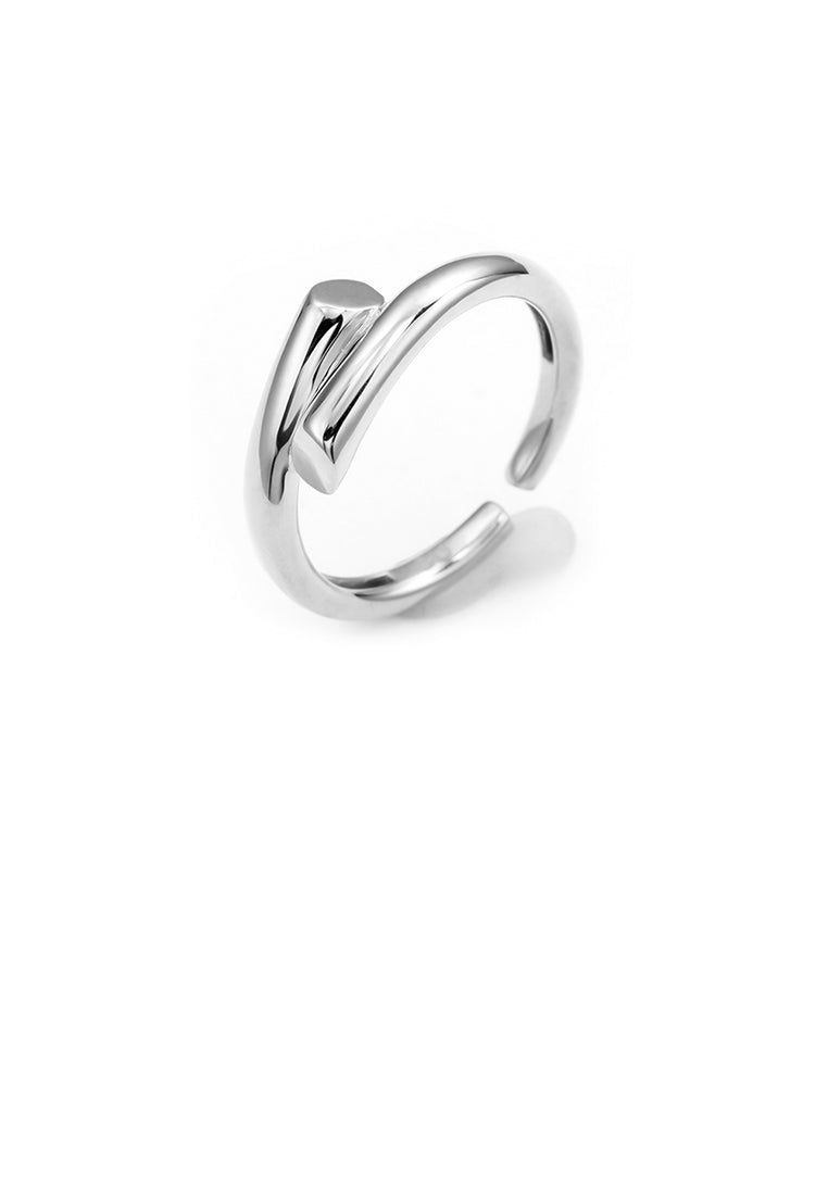 925 Sterling Silver Simple Personality Cross Geometric Adjustable Open Ring