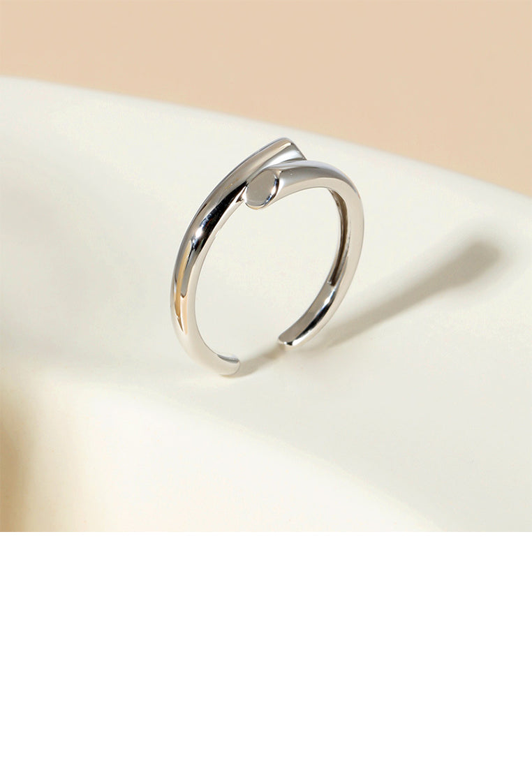 925 Sterling Silver Simple Personality Cross Geometric Adjustable Open Ring