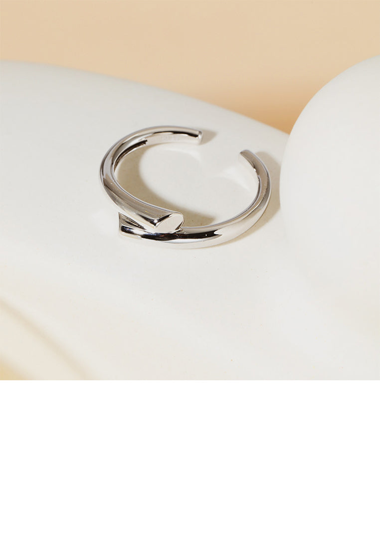 925 Sterling Silver Simple Personality Cross Geometric Adjustable Open Ring