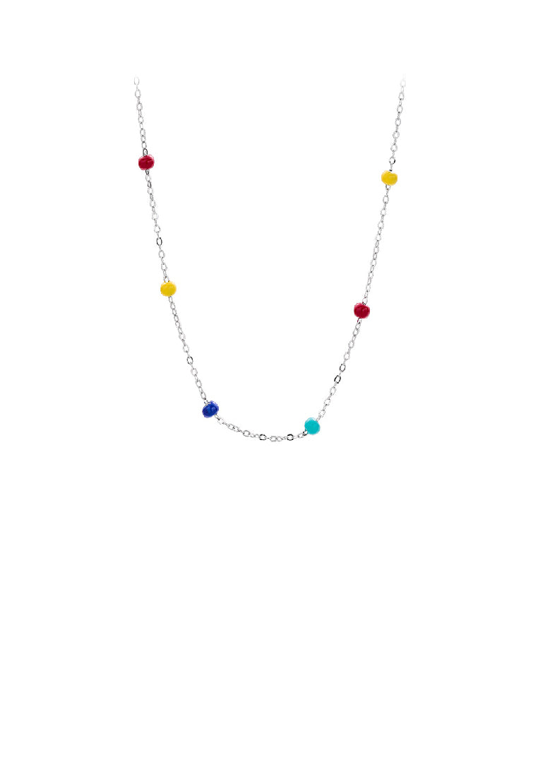 925 Sterling Silver Fashion Simple Enamel Macaron Beanie Necklace