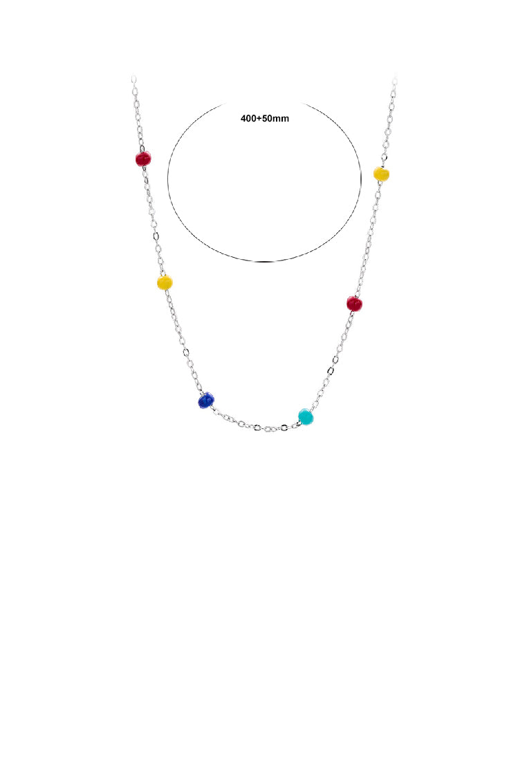 925 Sterling Silver Fashion Simple Enamel Macaron Beanie Necklace