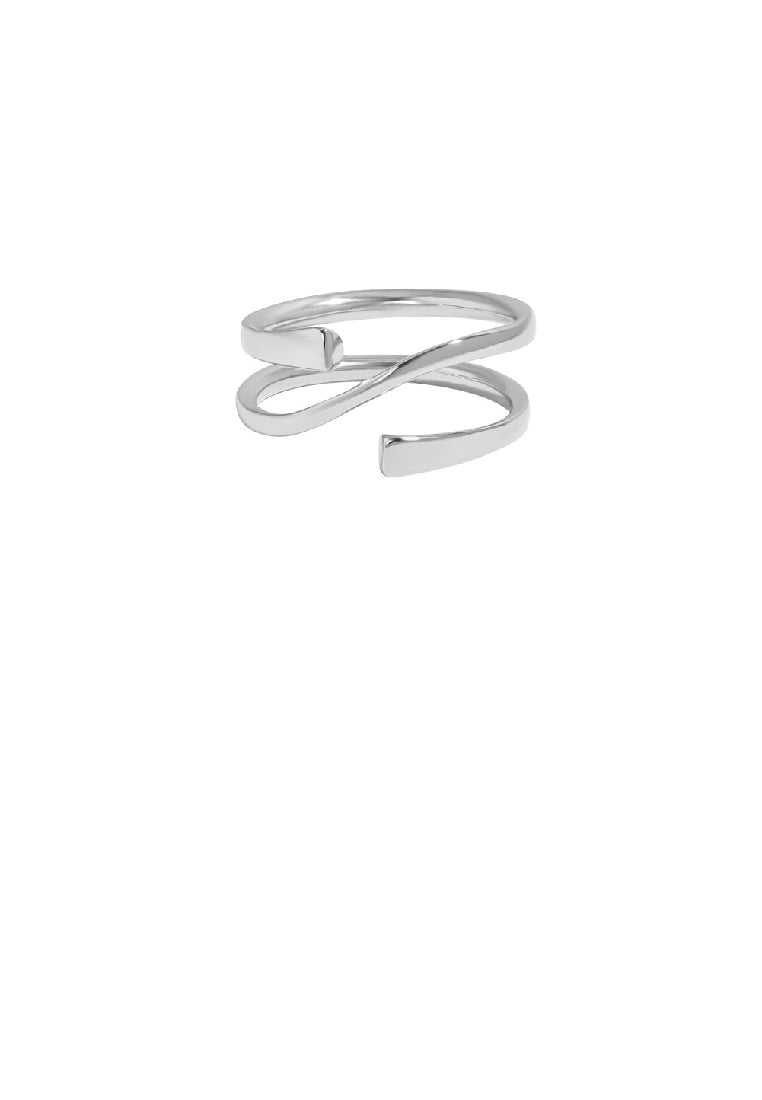 925 Sterling Silver Simple Personality Multilayer Line Geometric Adjustable Ring