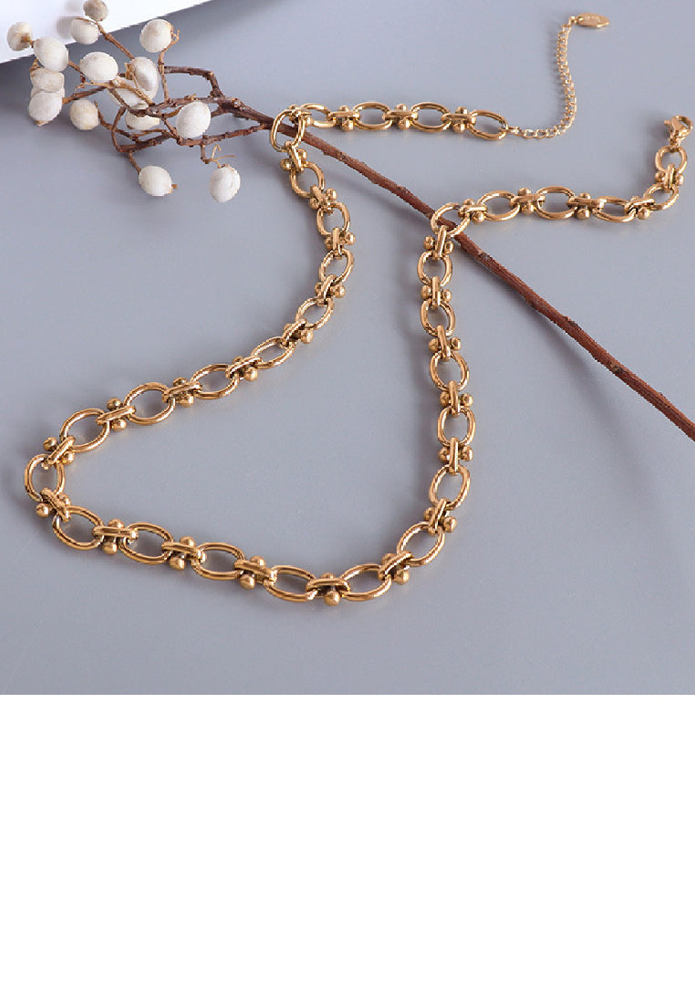 Simple Personality Plated Gold 316L Stainless Steel Chain Necklace