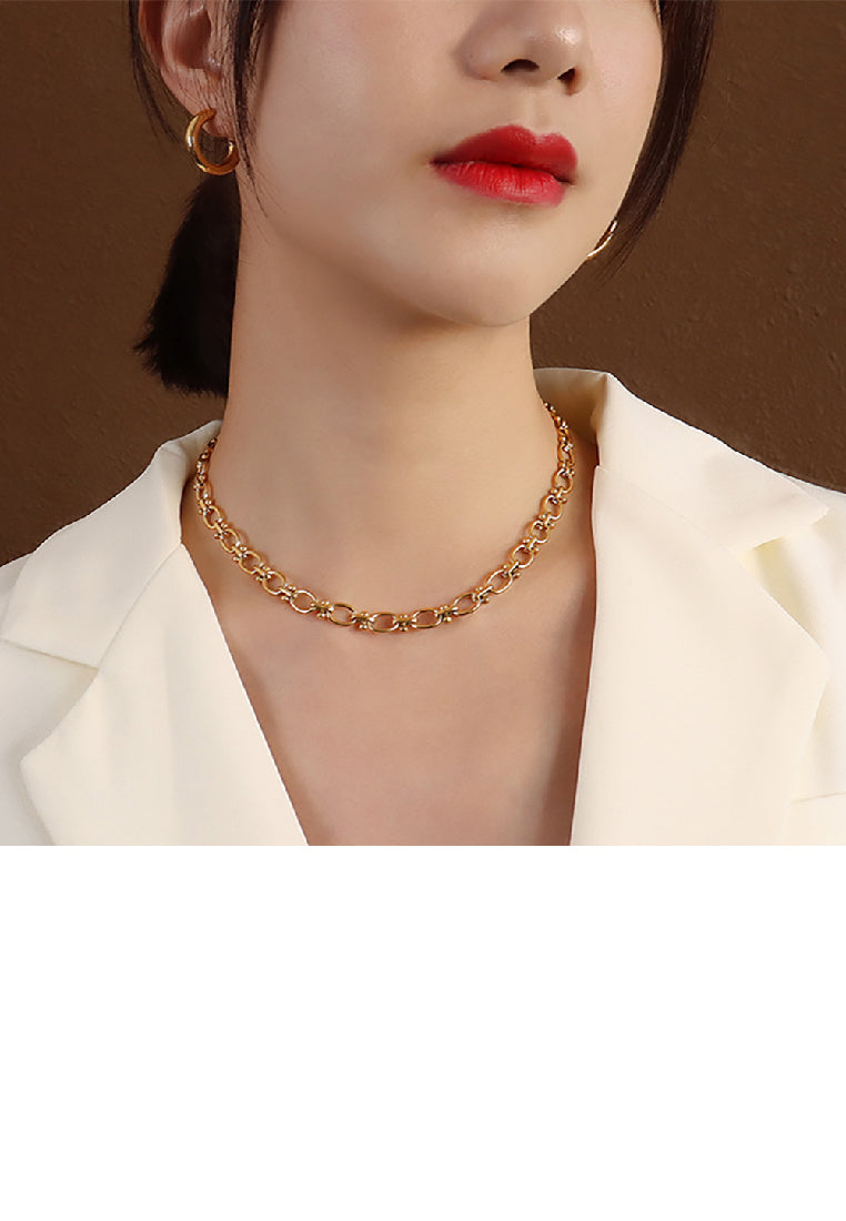 Simple Personality Plated Gold 316L Stainless Steel Chain Necklace