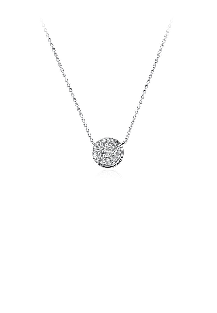 Simple 925 Sterling Silver Moon Necklace with White Austrian Element Crystal