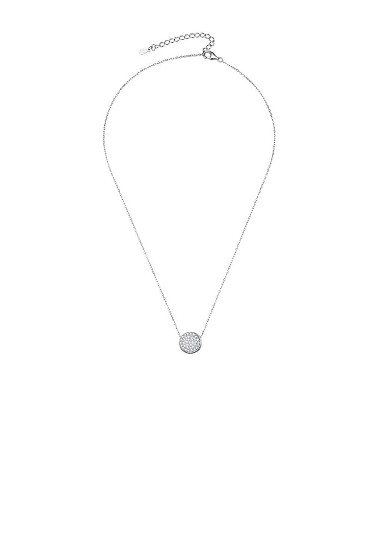 Simple 925 Sterling Silver Moon Necklace with White Austrian Element Crystal