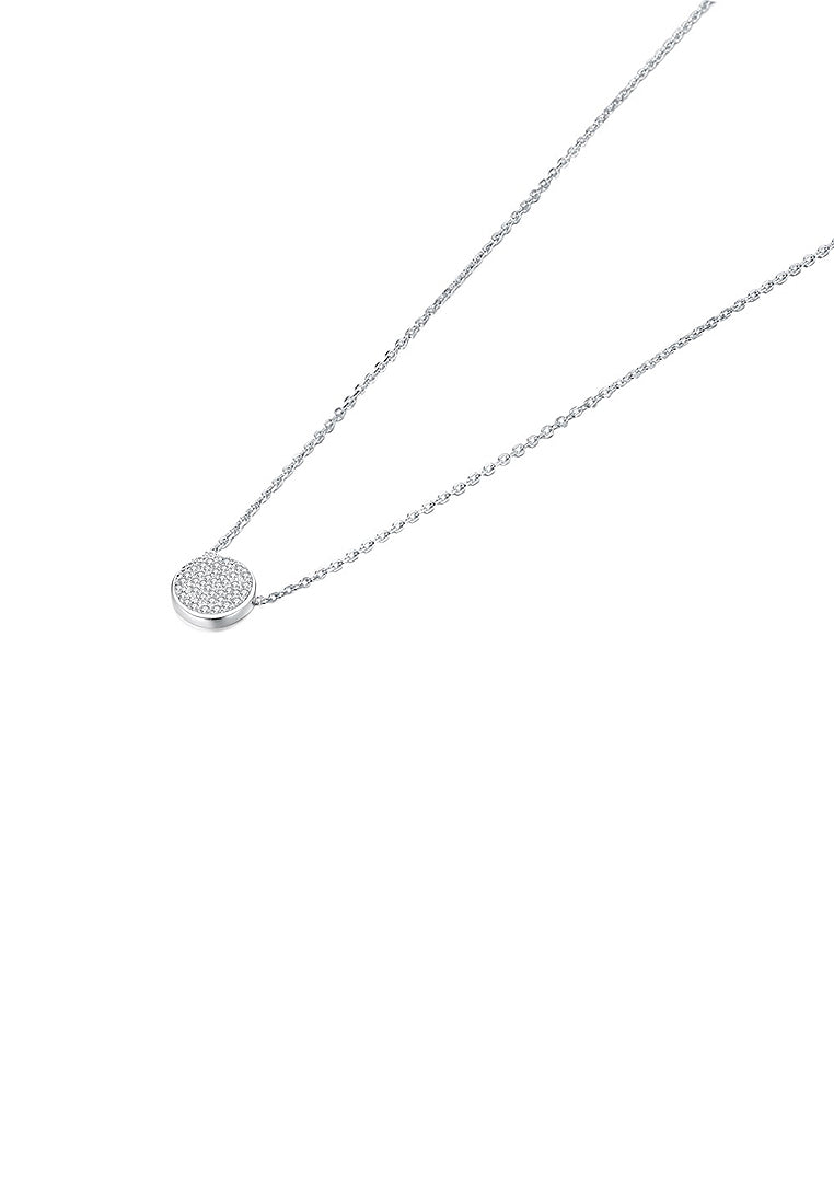 Simple 925 Sterling Silver Moon Necklace with White Austrian Element Crystal