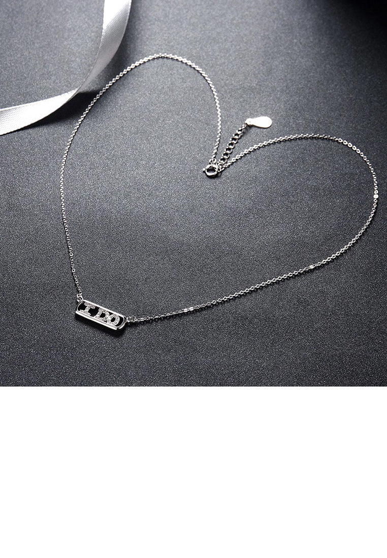 925 Sterling Silver Fashion Bright Letter I DO Cubic Zircon Necklace