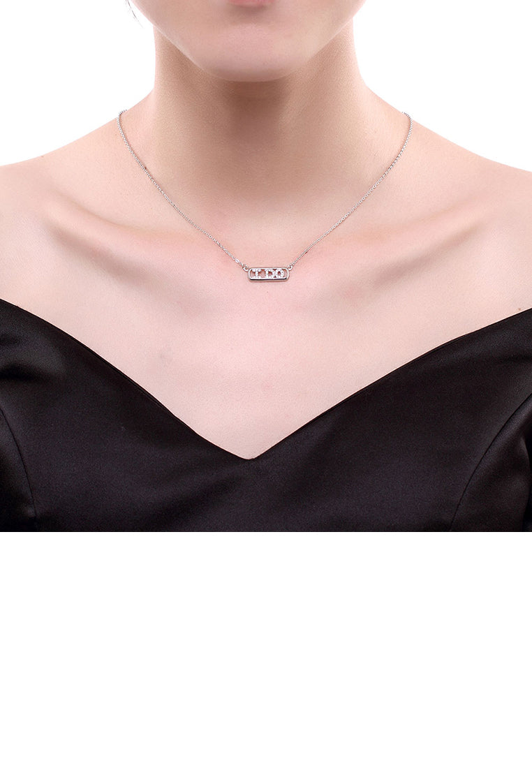 925 Sterling Silver Fashion Bright Letter I DO Cubic Zircon Necklace