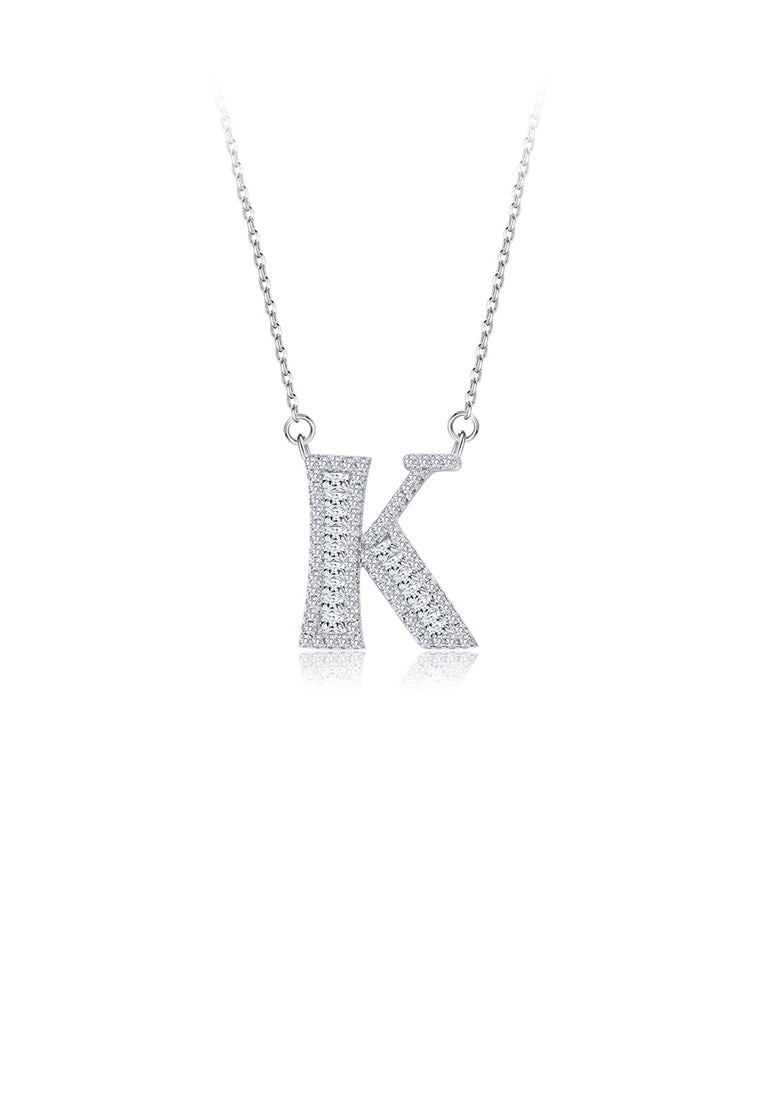 925 Sterling Silver Fashion Personality English Alphabet K Cubic Zircon Necklace