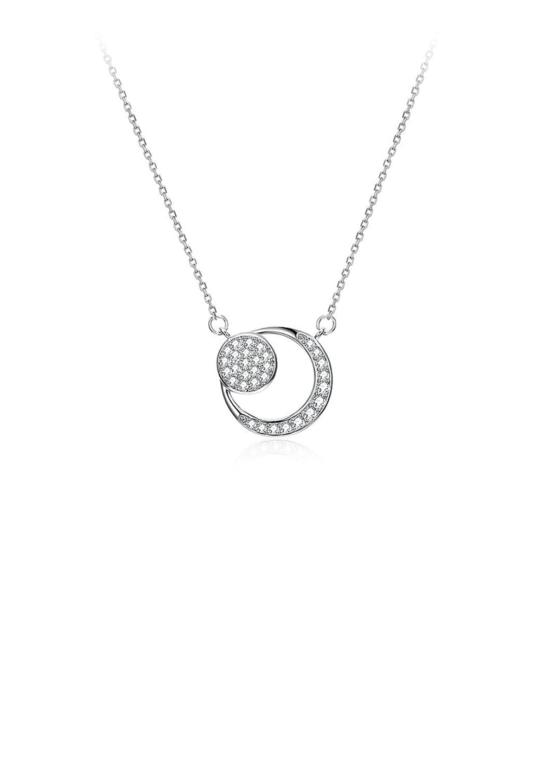 925 Sterling Silver Moon Necklace with White Austrian Element Crystal