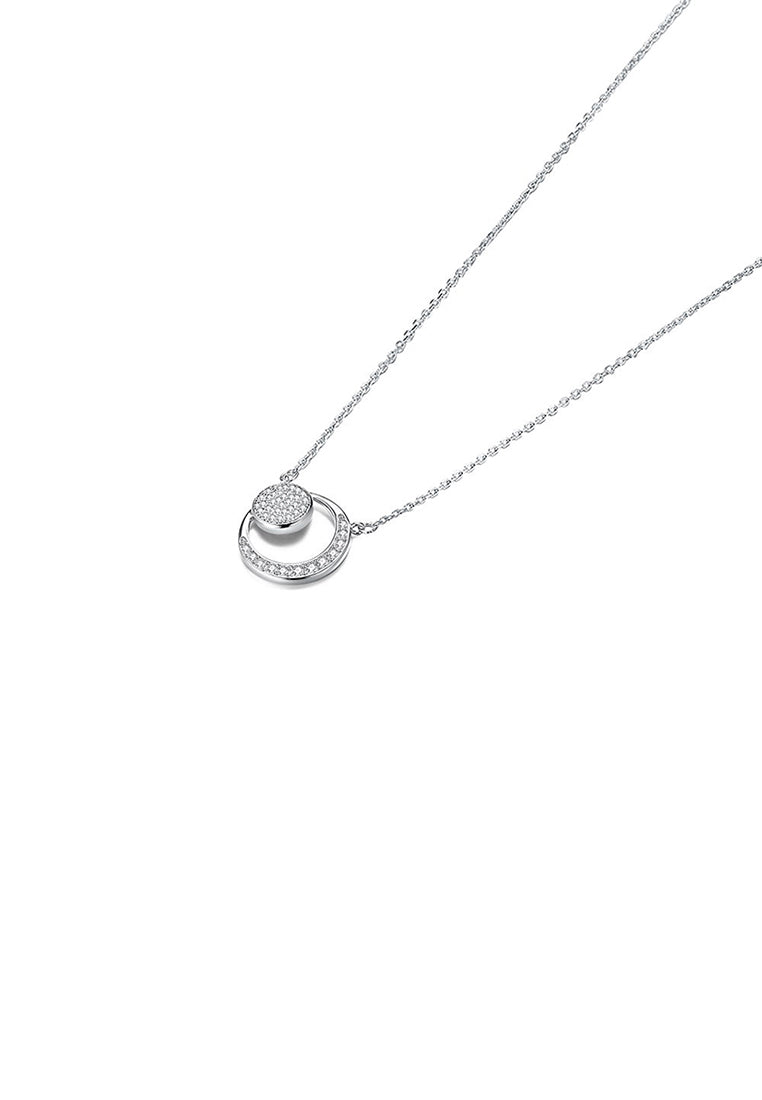 925 Sterling Silver Moon Necklace with White Austrian Element Crystal