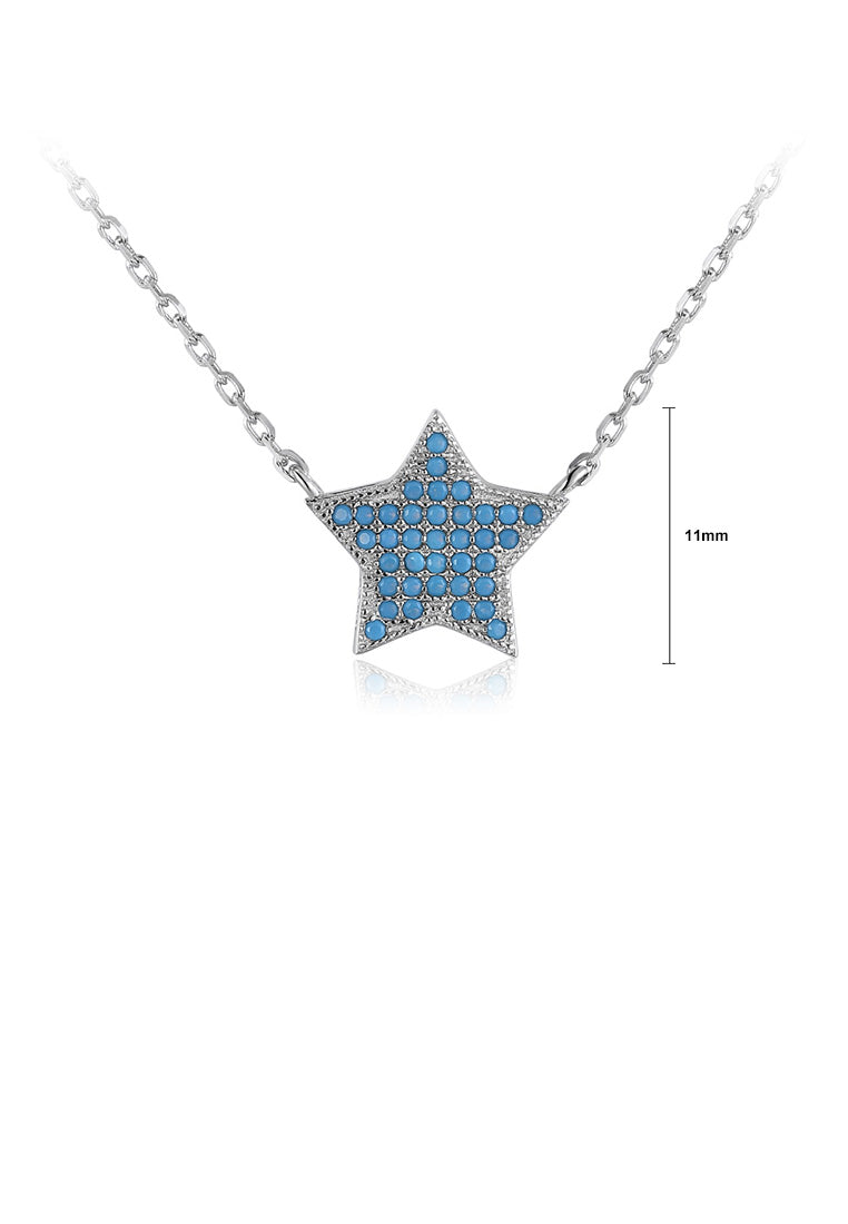 925 Sterling Silver Fashion Simple Star Blue Cubic Zircon Necklace