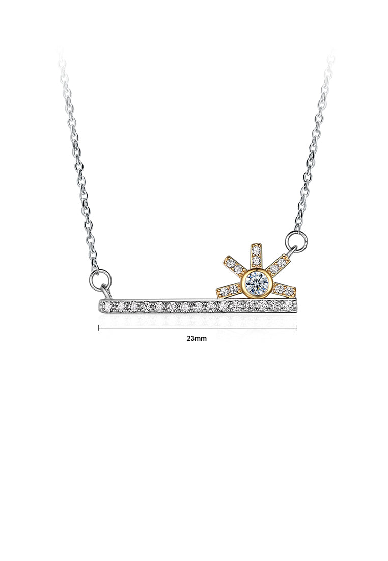 925 Sterling Silver Fashion Creative Sun Key Necklace with Cubic Zircon
