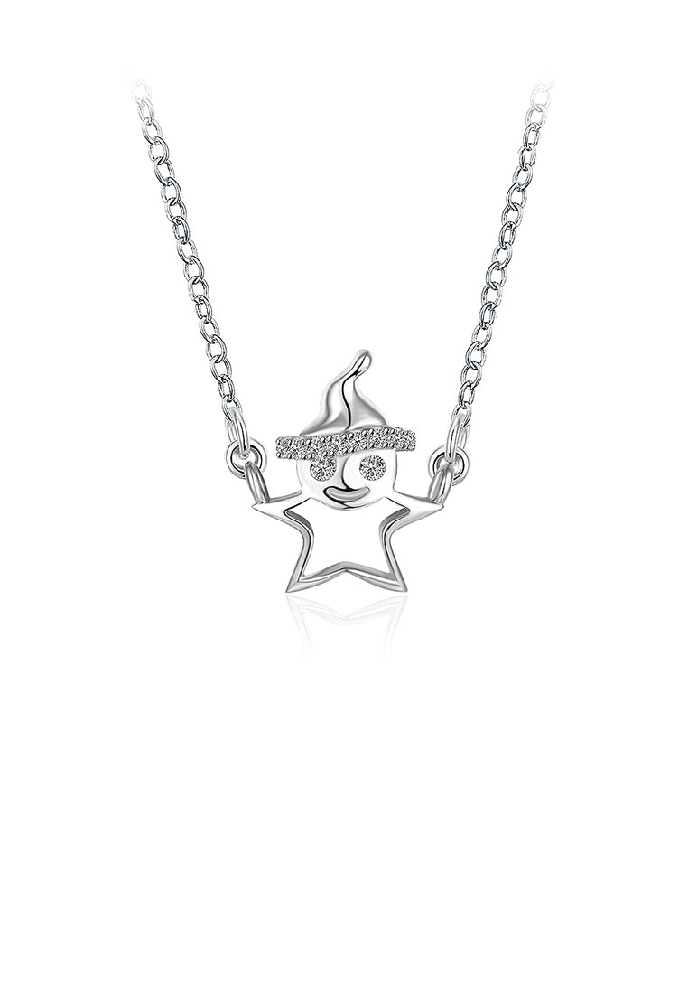 925 Sterling Silver Santa Necklace with Austrian Element Crystal