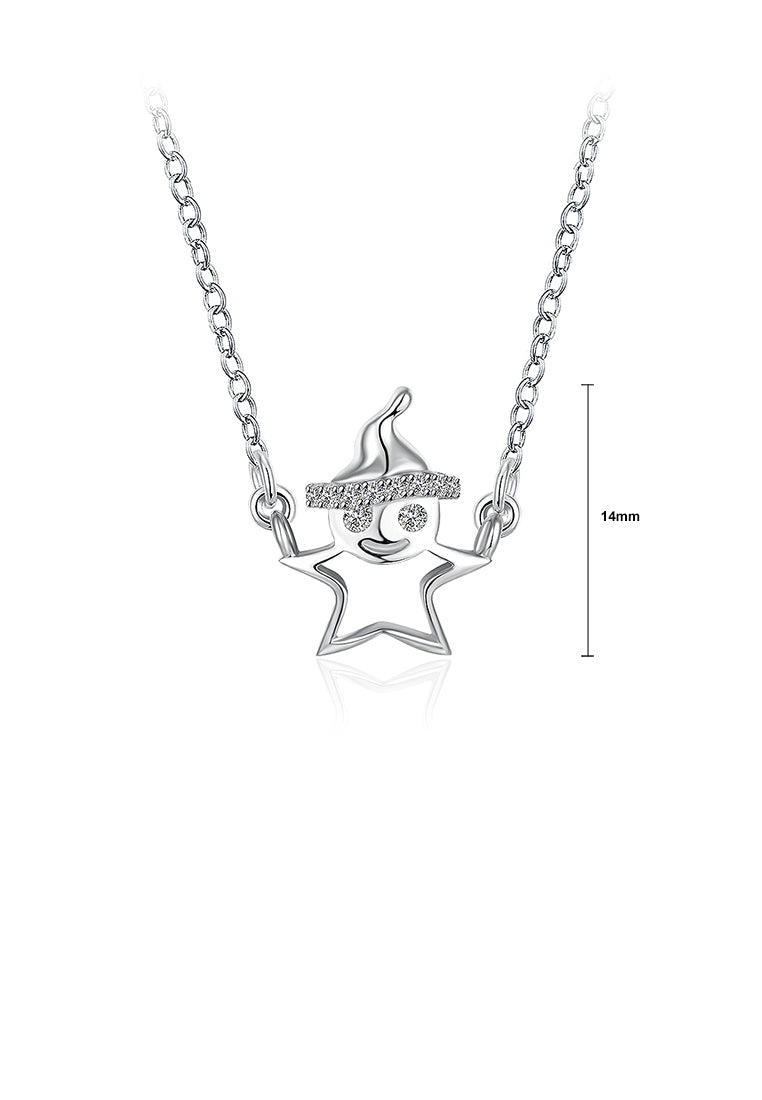 925 Sterling Silver Santa Necklace with Austrian Element Crystal