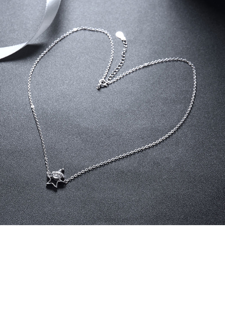 925 Sterling Silver Santa Necklace with Austrian Element Crystal