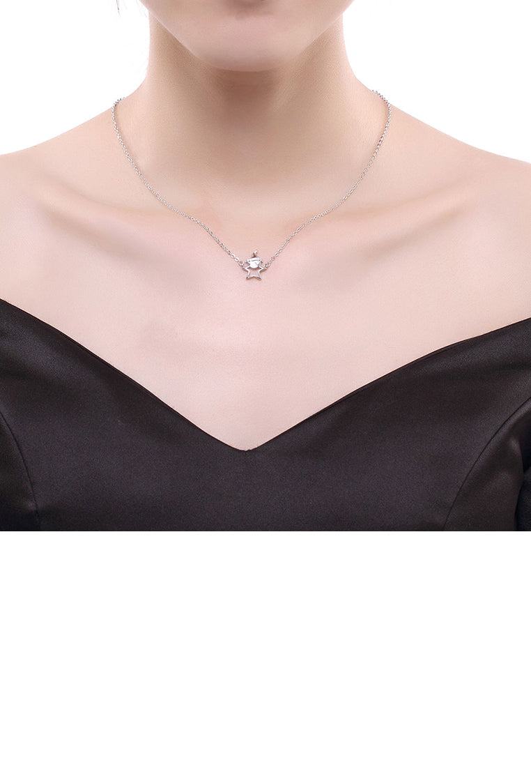 925 Sterling Silver Santa Necklace with Austrian Element Crystal