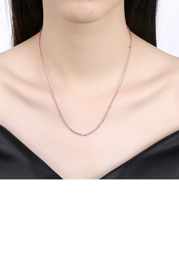 Simple and Fashion Plated Rose Gold Square Necklace