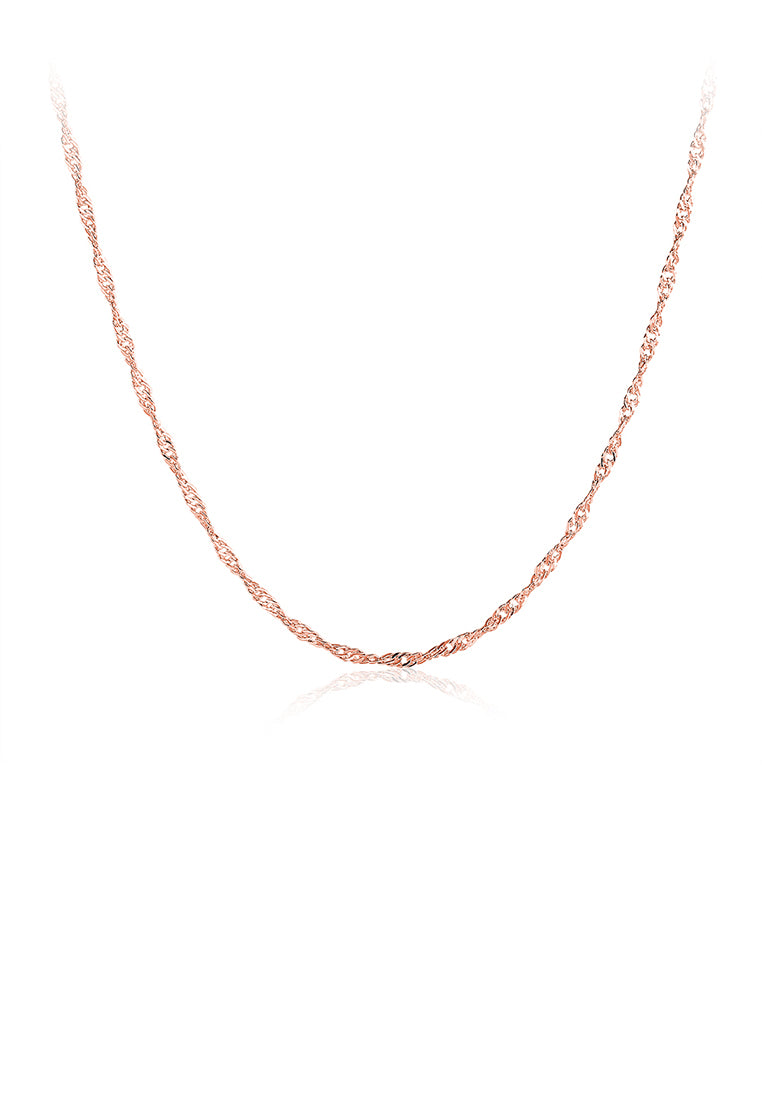 Fashion Simple Rose Plated Gold Water Wave Necklace