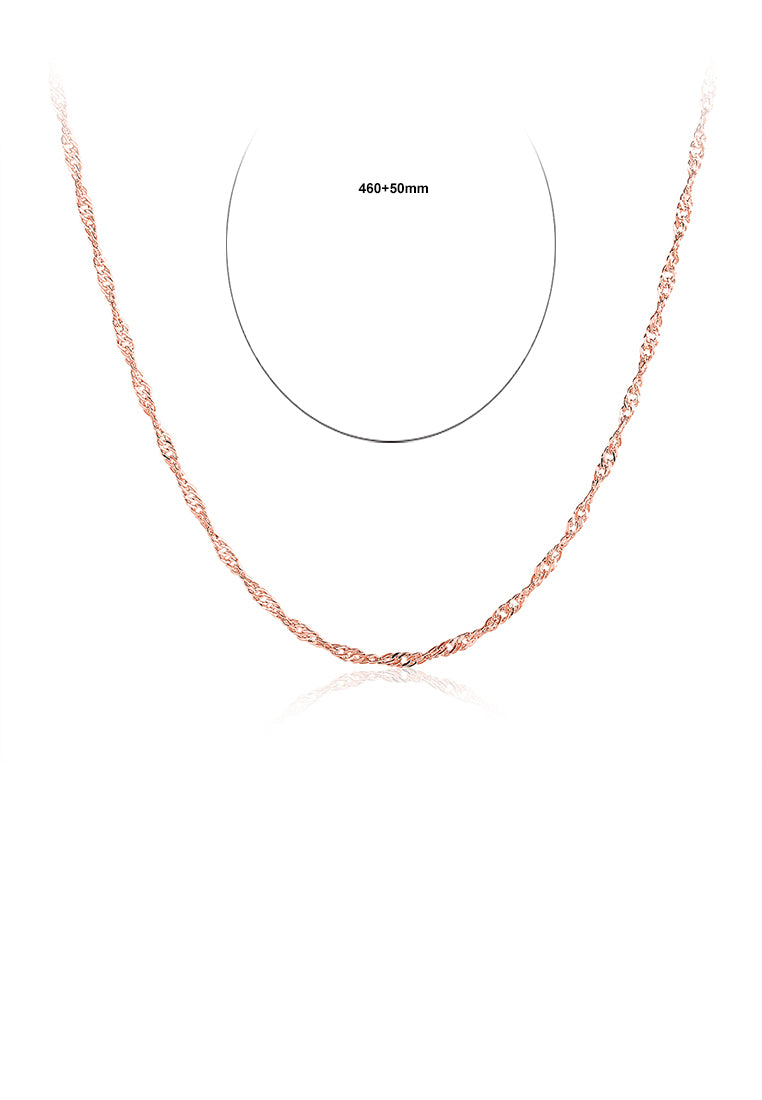 Fashion Simple Rose Plated Gold Water Wave Necklace