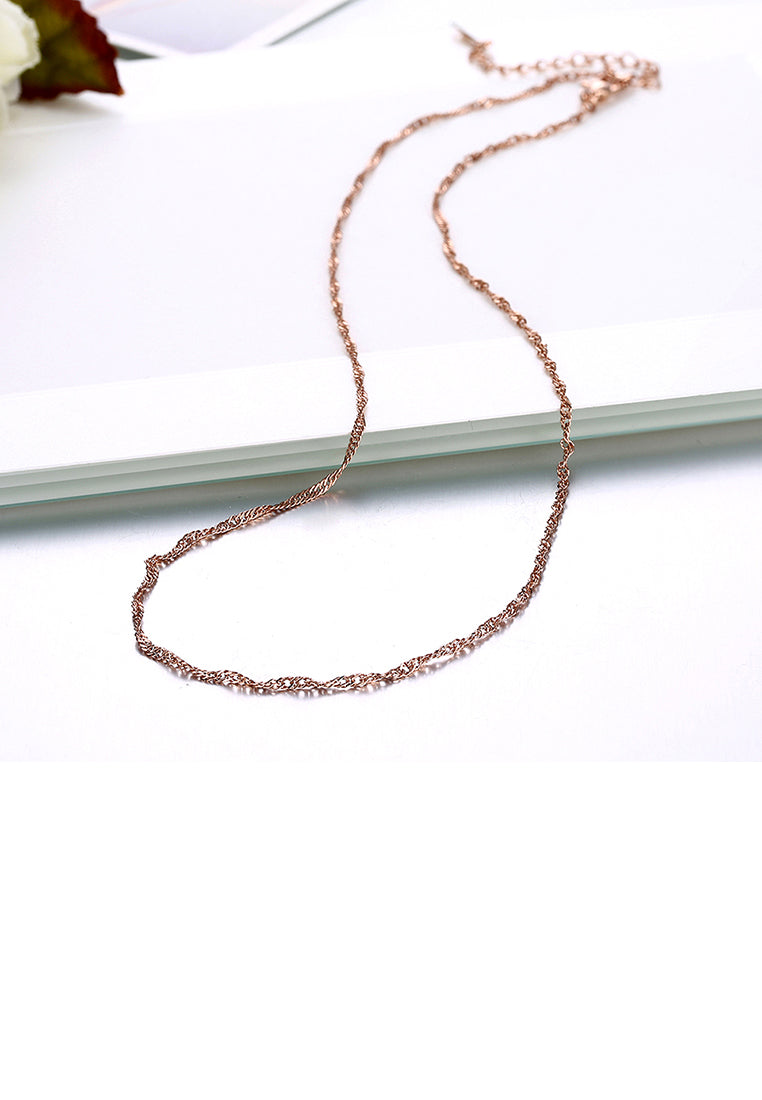 Fashion Simple Rose Plated Gold Water Wave Necklace