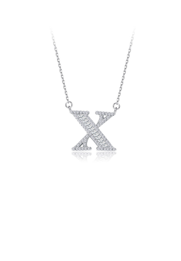 925 Sterling Silver Fashion Personality English Alphabet X Cubic Zircon Necklace