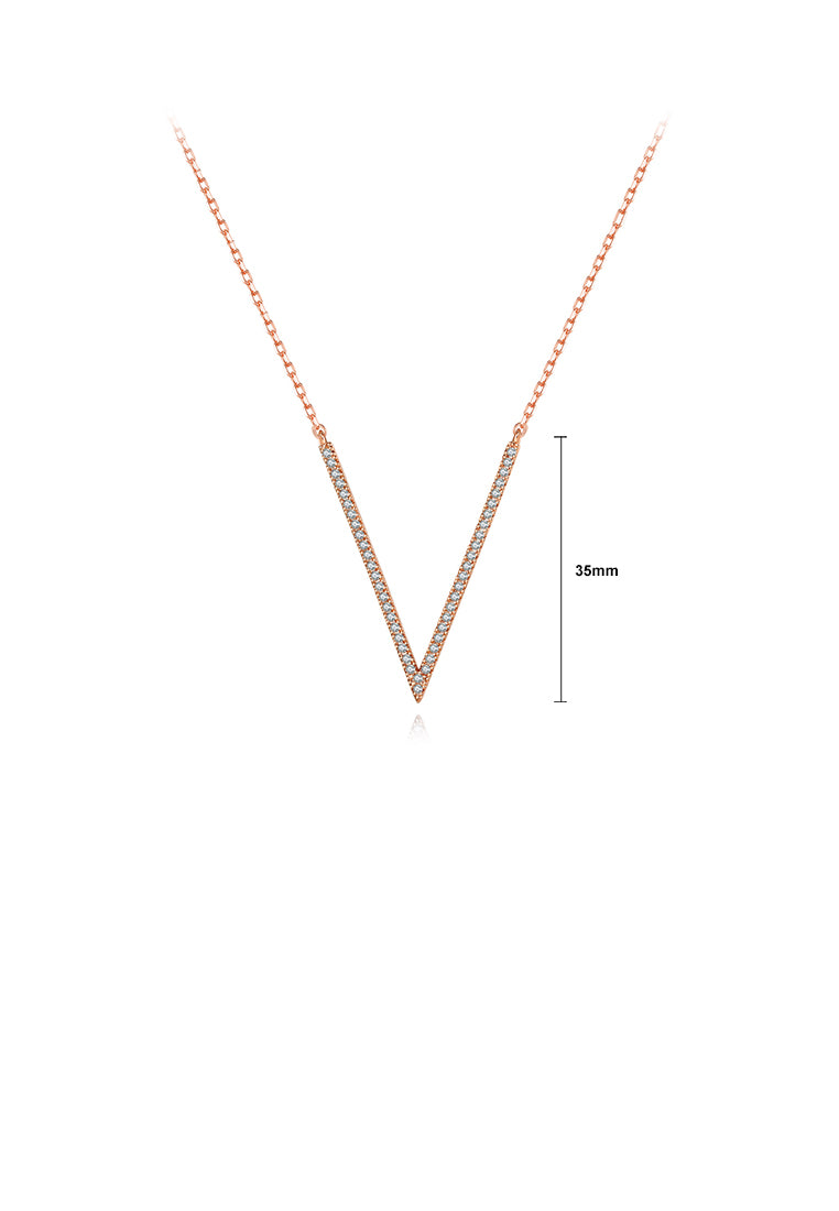 Simple Personality Plated Rose Gold V-shaped Necklace with Cubic Zirconia - Luxurious Look