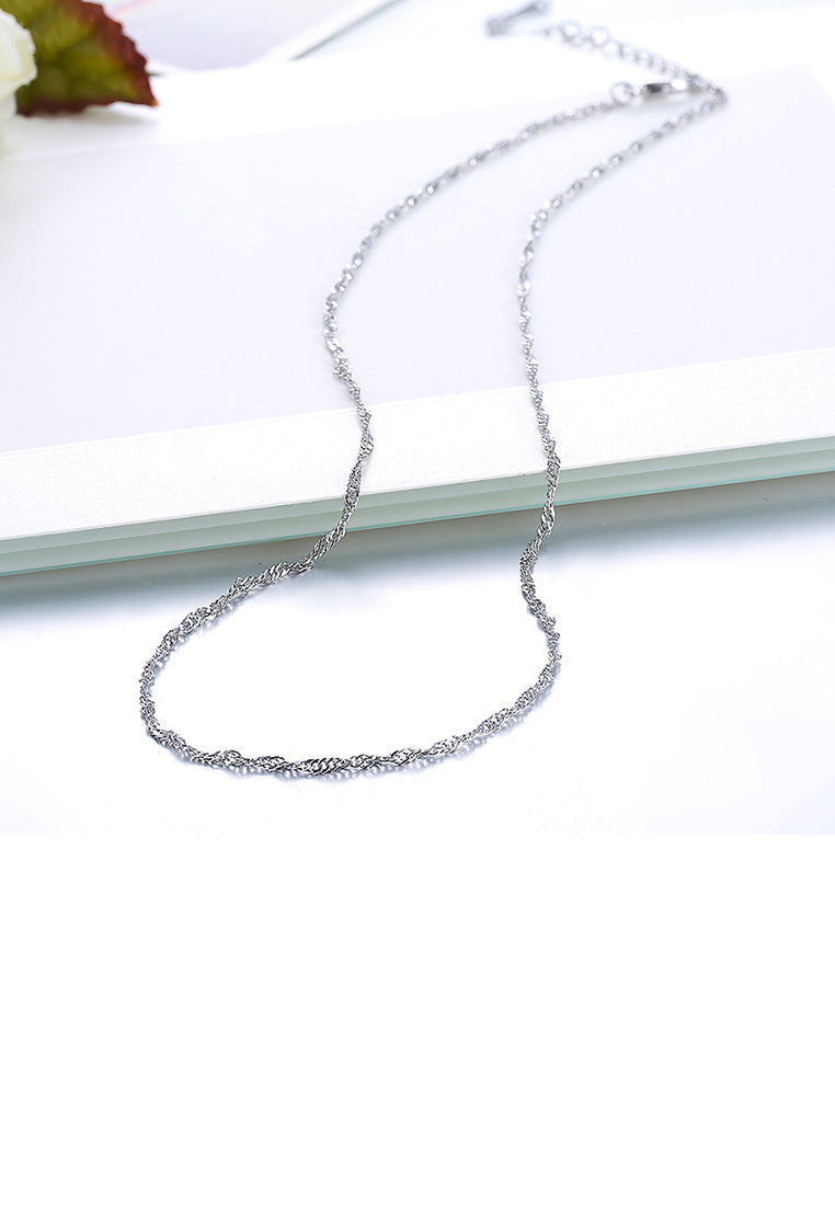Fashion Simple Plated Platinum Water Wave Necklace