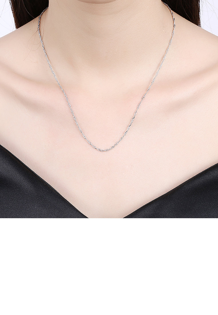 Fashion Simple Plated Platinum Water Wave Necklace