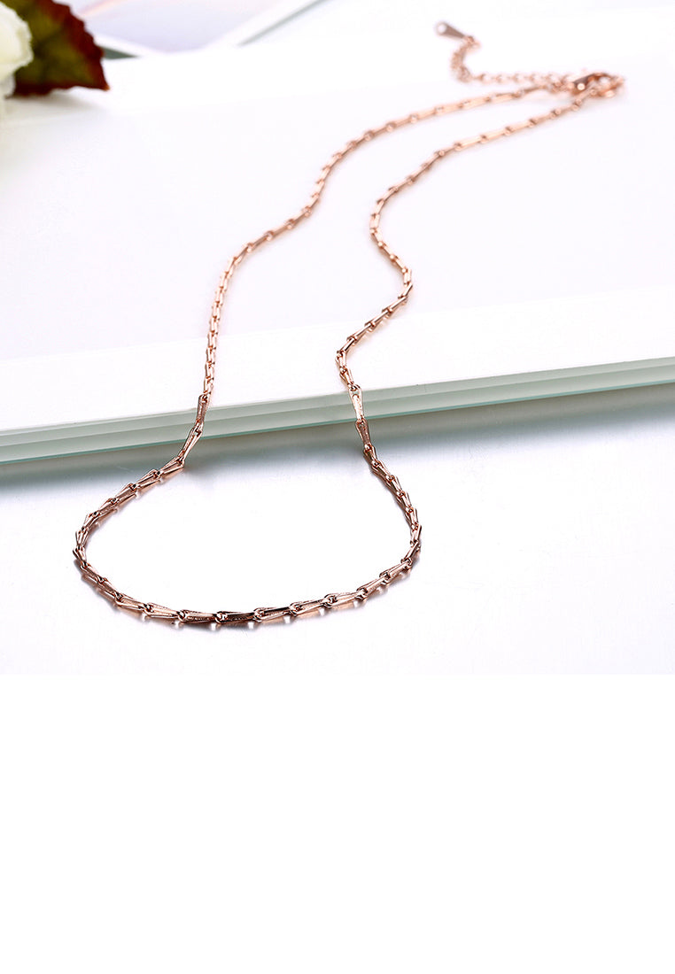 Fashion Simple Plated Rose Gold Flat Necklace