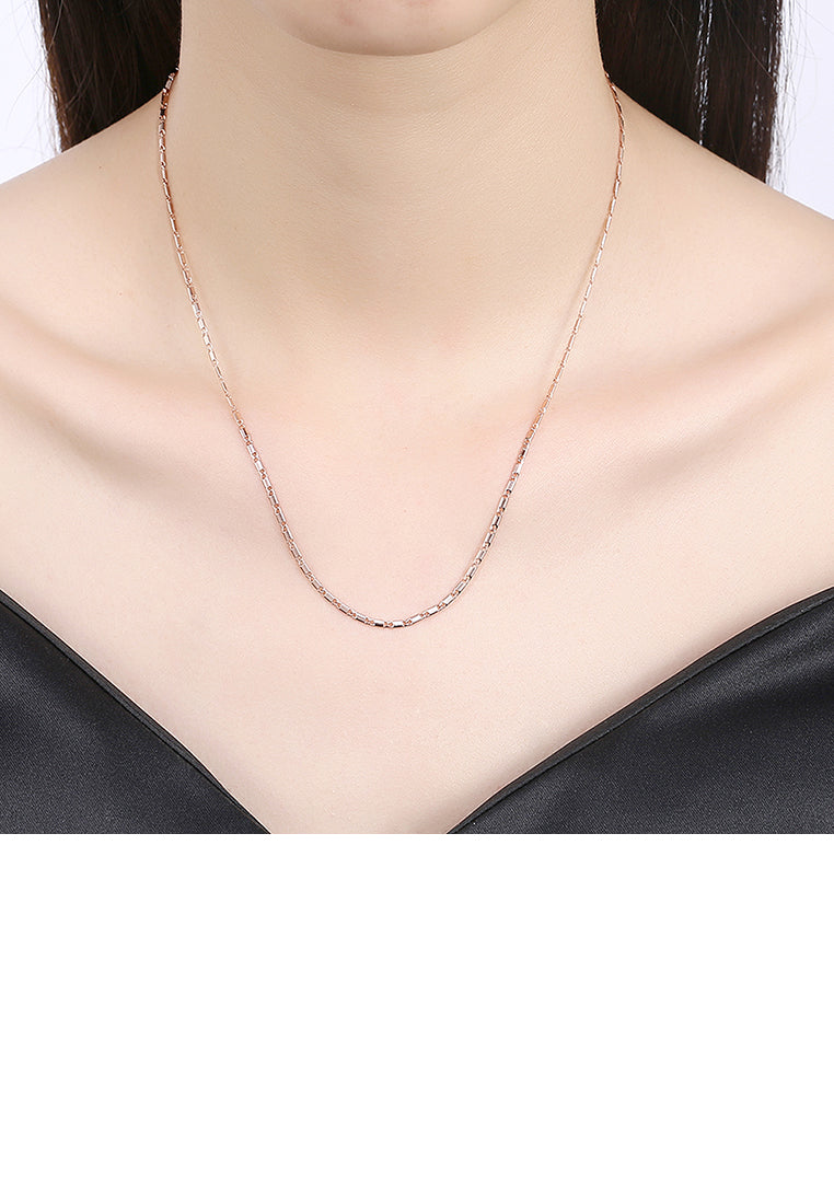 Fashion Simple Plated Rose Gold Flat Necklace
