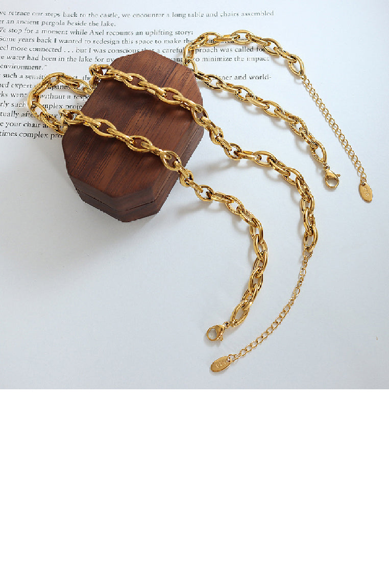 Personalized Hip Hop Plated Gold 316L Stainless Steel Hollow Geometric Chain Necklace