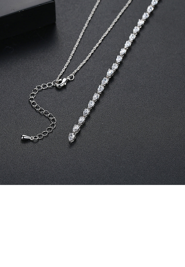 Fashion and Elegant Geometric Cubic Zirconia Tassel Necklace - Luxurious Look