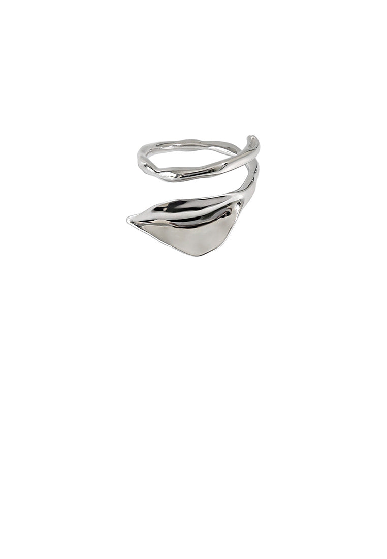 925 Sterling Silver Fashion Simple Leaf Geometric Adjustable Ring