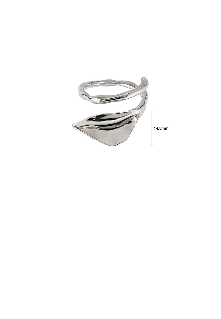 925 Sterling Silver Fashion Simple Leaf Geometric Adjustable Ring